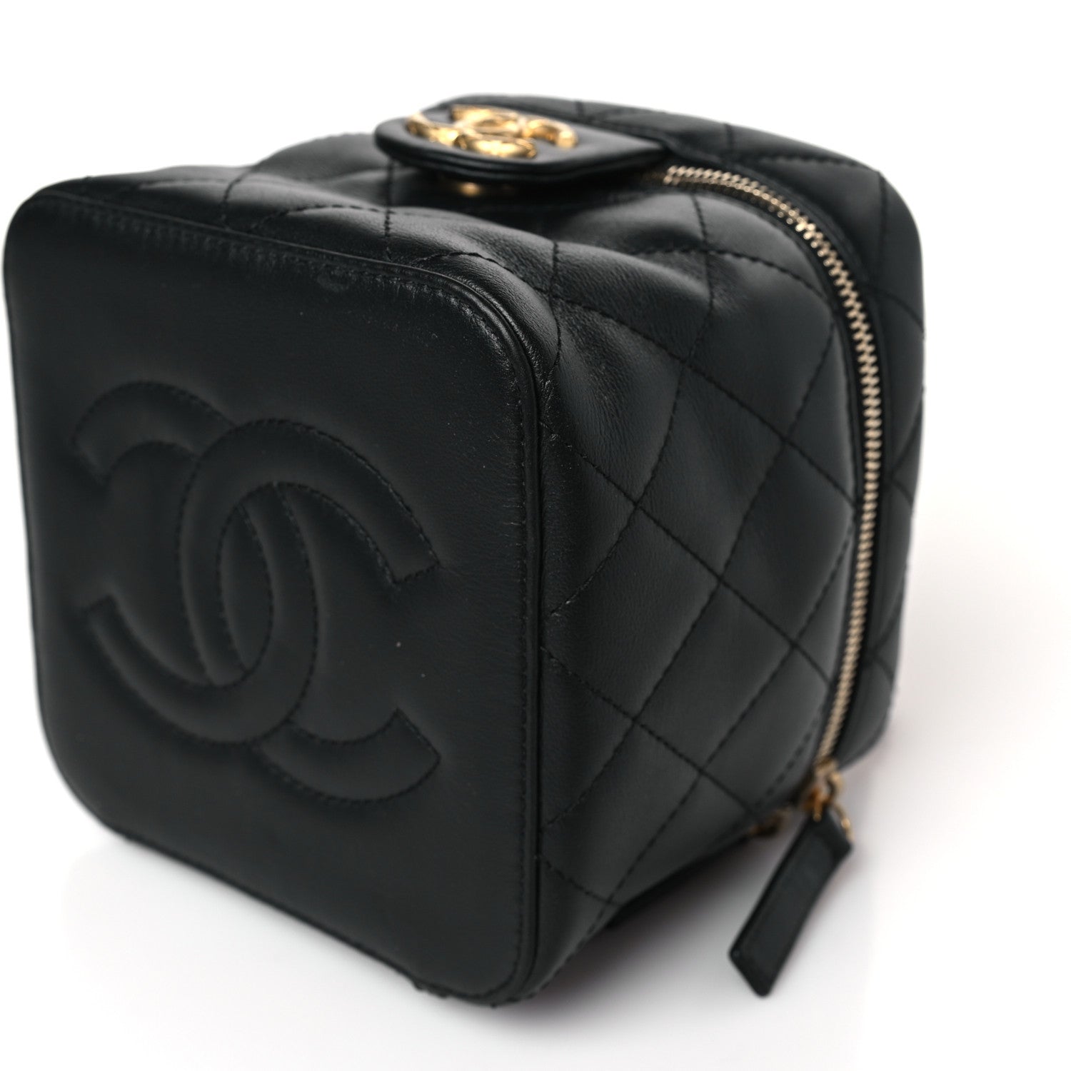 Chanel Calfskin Quilted Small Vanity Case With Chain Black 9 of 9