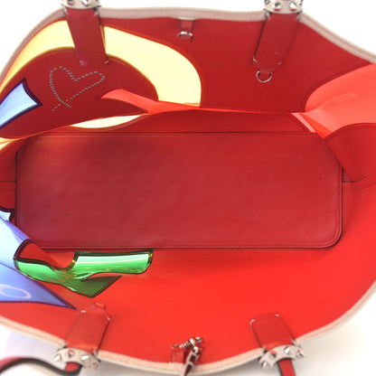 Christian Louboutin Calfskin PVC Love Spikes East West Cabata Tote Latte Multicolor 10 of 28