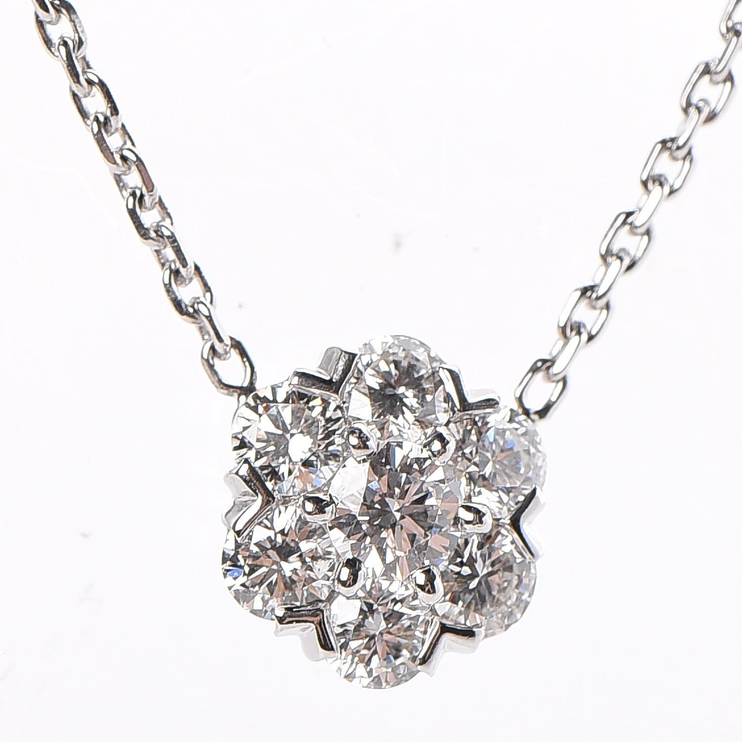 Van Cleef & Arpels 18K White Gold Diamond Large Fleurette Pendant Necklace 4 of 18