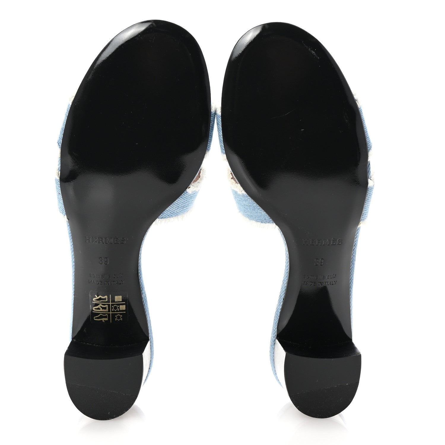 Hermes Denim Fringe Oasis Sandals 39 Bleu Clair 6 of 10