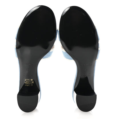 Hermes Denim Fringe Oasis Sandals 39 Bleu Clair 6 of 10