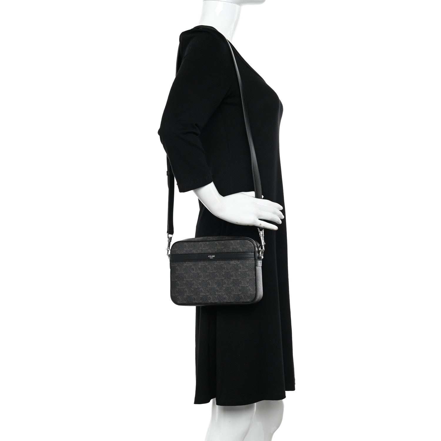 Celine Triomphe Canvas Small Messenger Bag Black 2 of 12