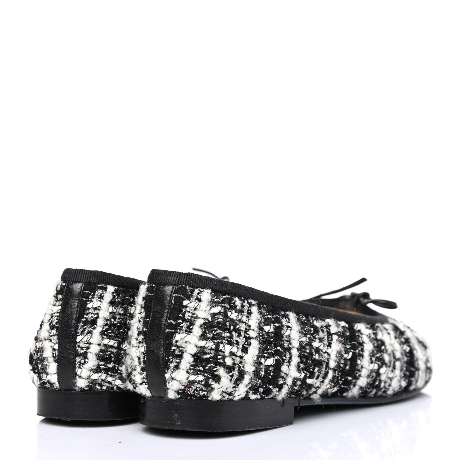 Chanel Tweed Cap Toe Ballerina Flats 38 Black White 3 of 4
