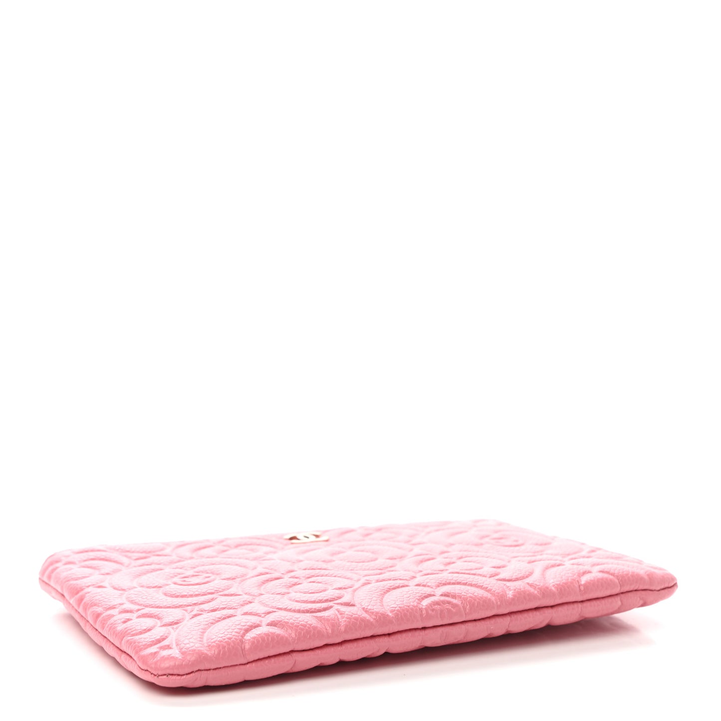 Caviar Camellia Embossed Cosmetic Pouch Pink