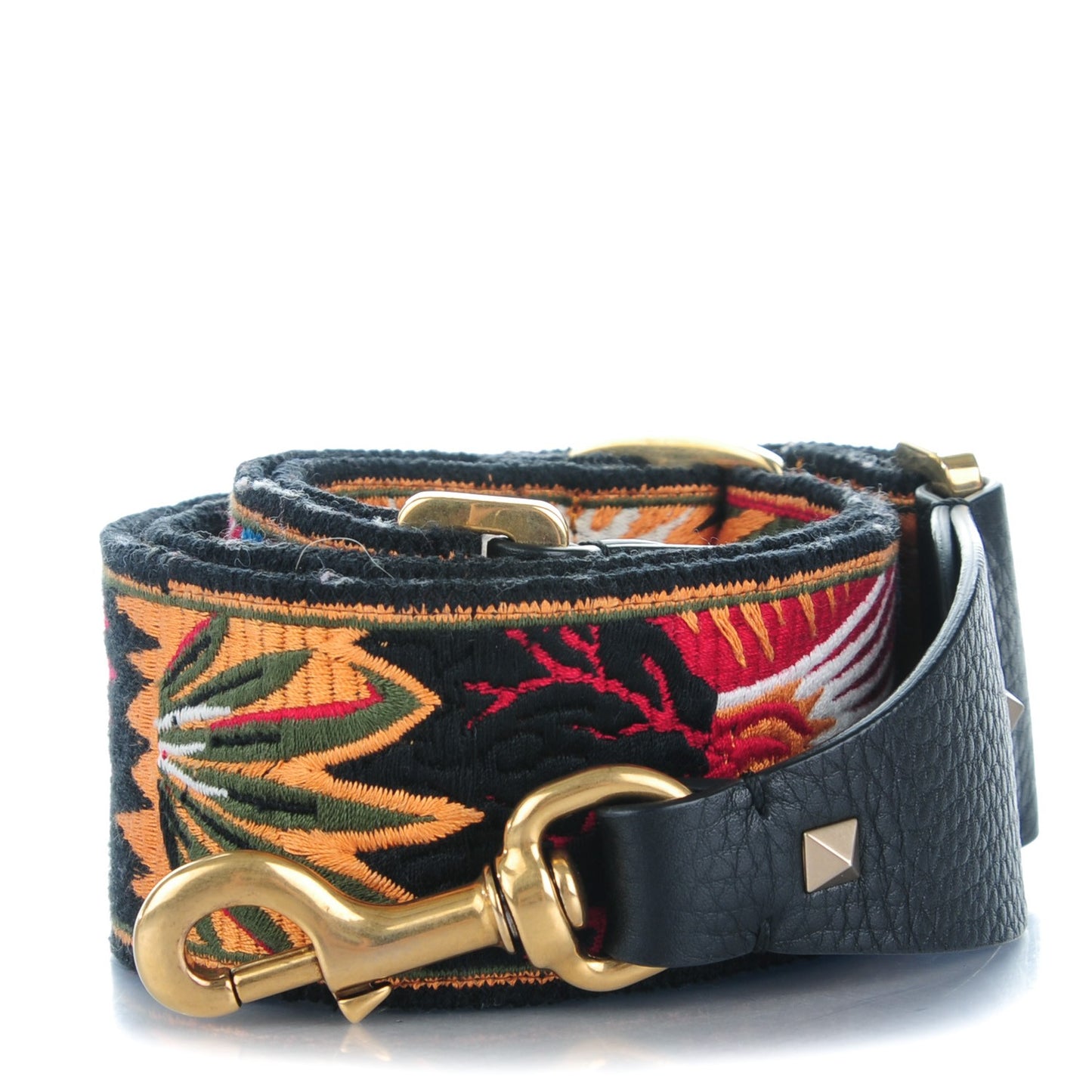 Canvas Enchanted Wonderland Embroidered Rockstud Guitar Strap Black