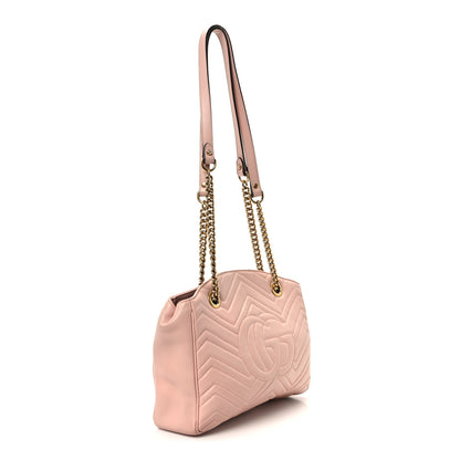 Gucci Calfskin Matelasse Medium GG Marmont Open Top Shoulder Bag Perfect Pink 2 of 10