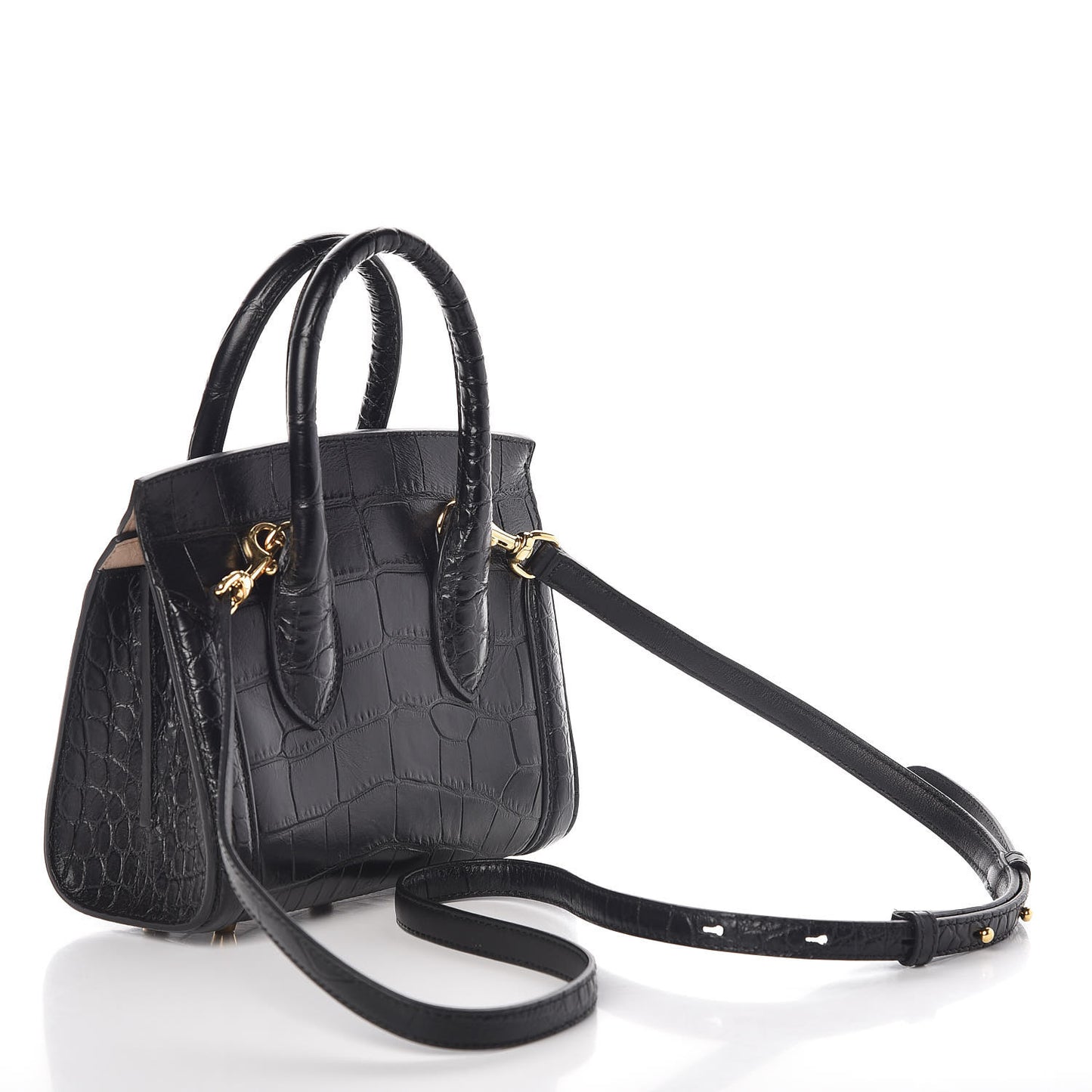 Calfskin Crocodile Embossed Mini Heroine 21 Black