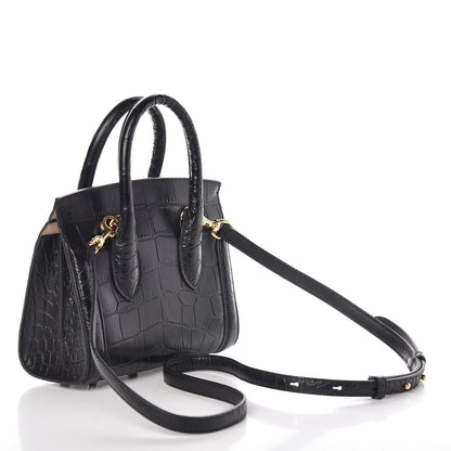 Alexander McQueen Calfskin Crocodile Embossed Mini Heroine 21 Black 3 of 8