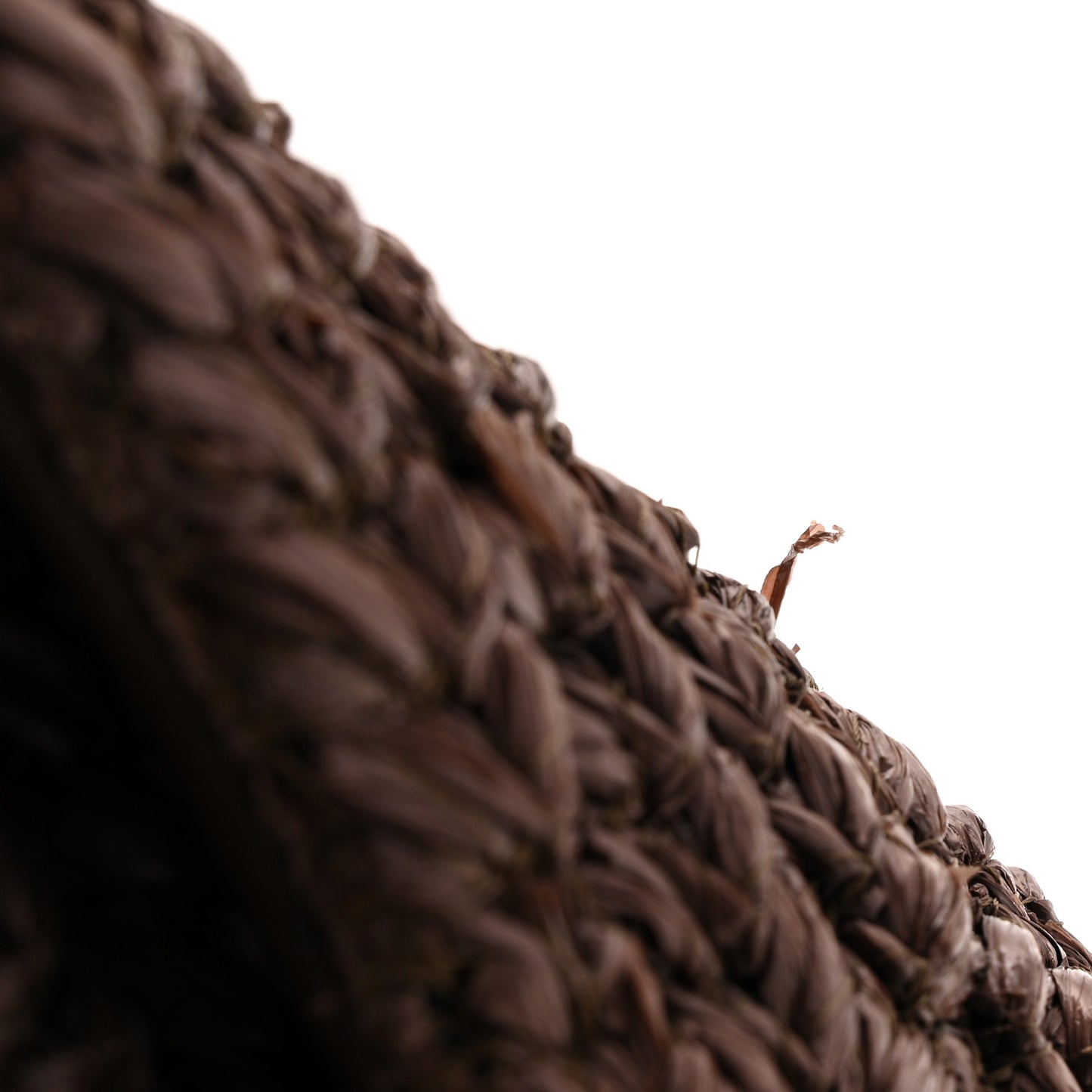 Raffia One Stud Chain Clutch Dark Brown