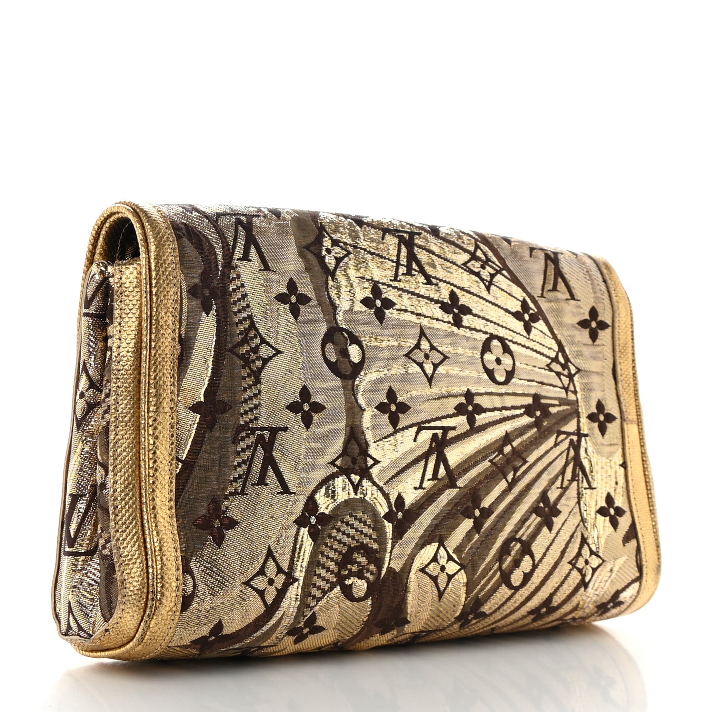 Monogram Brocade Thalie Clutch Gold