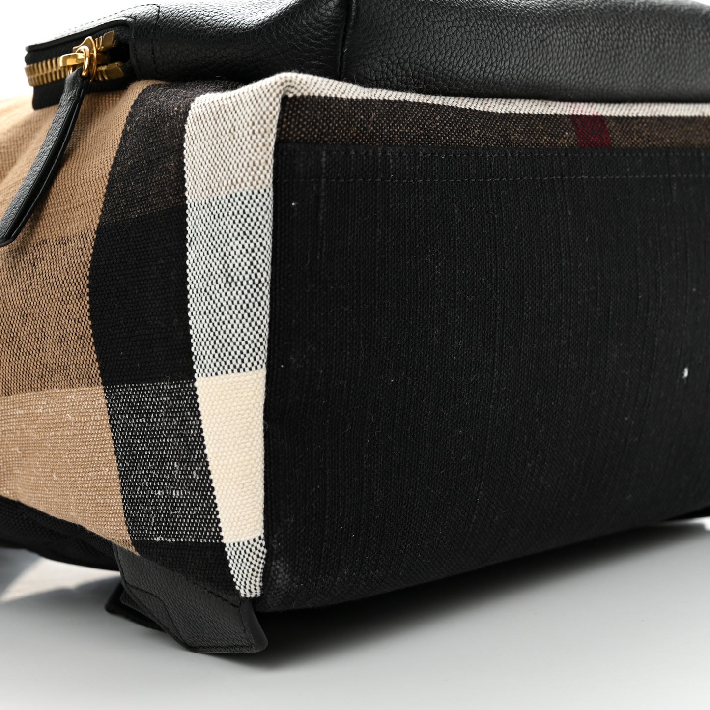 Mega Check Calfskin Abbeydale Simple Backpack Black Camel