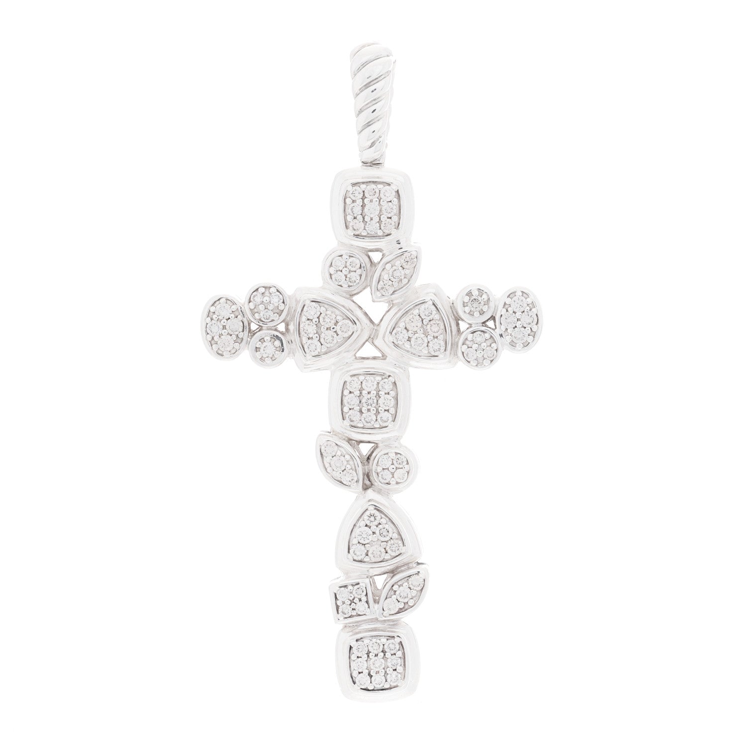 David Yurman Sterling Silver Diamond Mosaic Cross Pendant 1 of 4