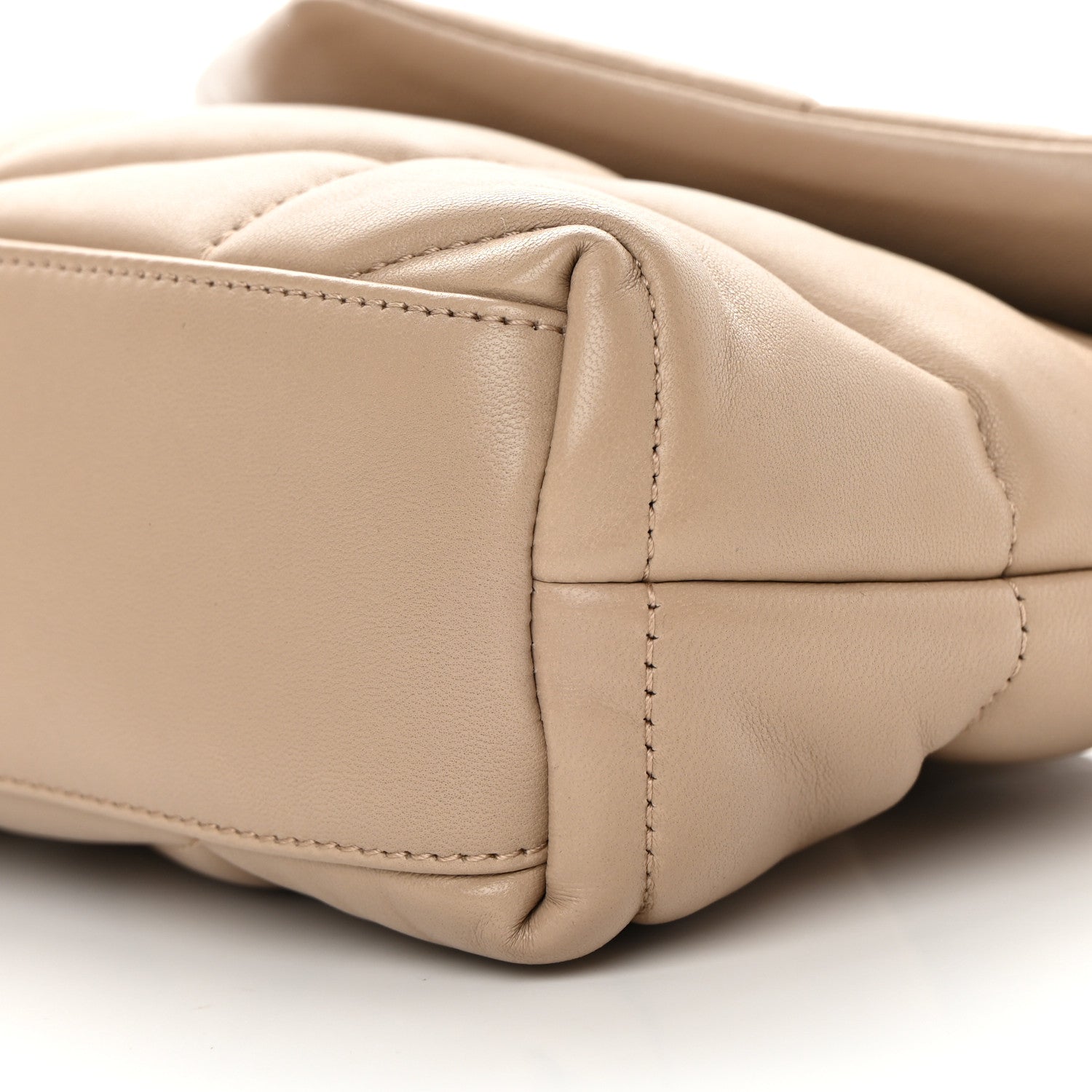 Saint Laurent Lambskin Quilted Toy Loulou Puffer Monogram Chain Satchel Dark Beige 10 of 11