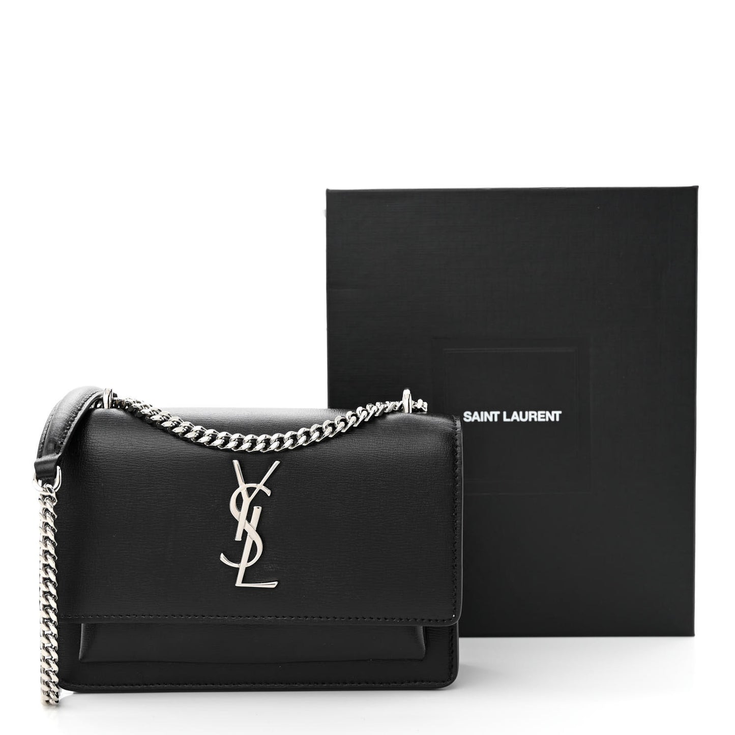 Calfskin Monogram Sunset Chain Wallet Black