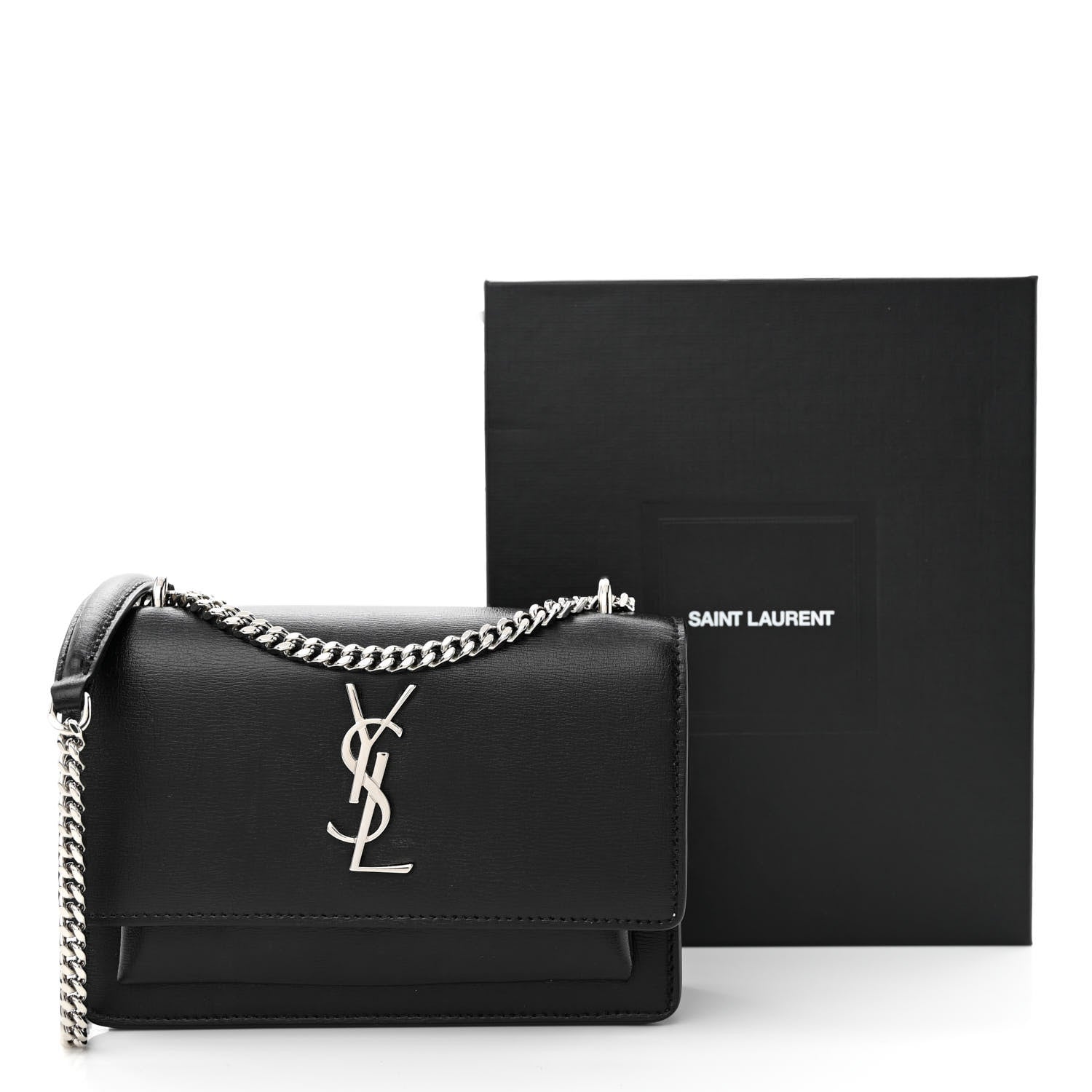 Saint Laurent Calfskin Monogram Sunset Chain Wallet Black 10 of 10