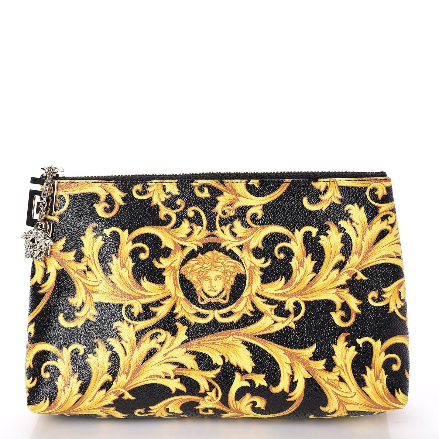 PVC Barocco Printed Cosmetic Case Black Gold