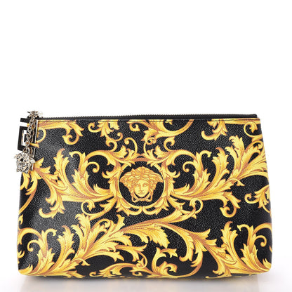 Versace PVC Barocco Printed Cosmetic Case Black Gold 1 of 6