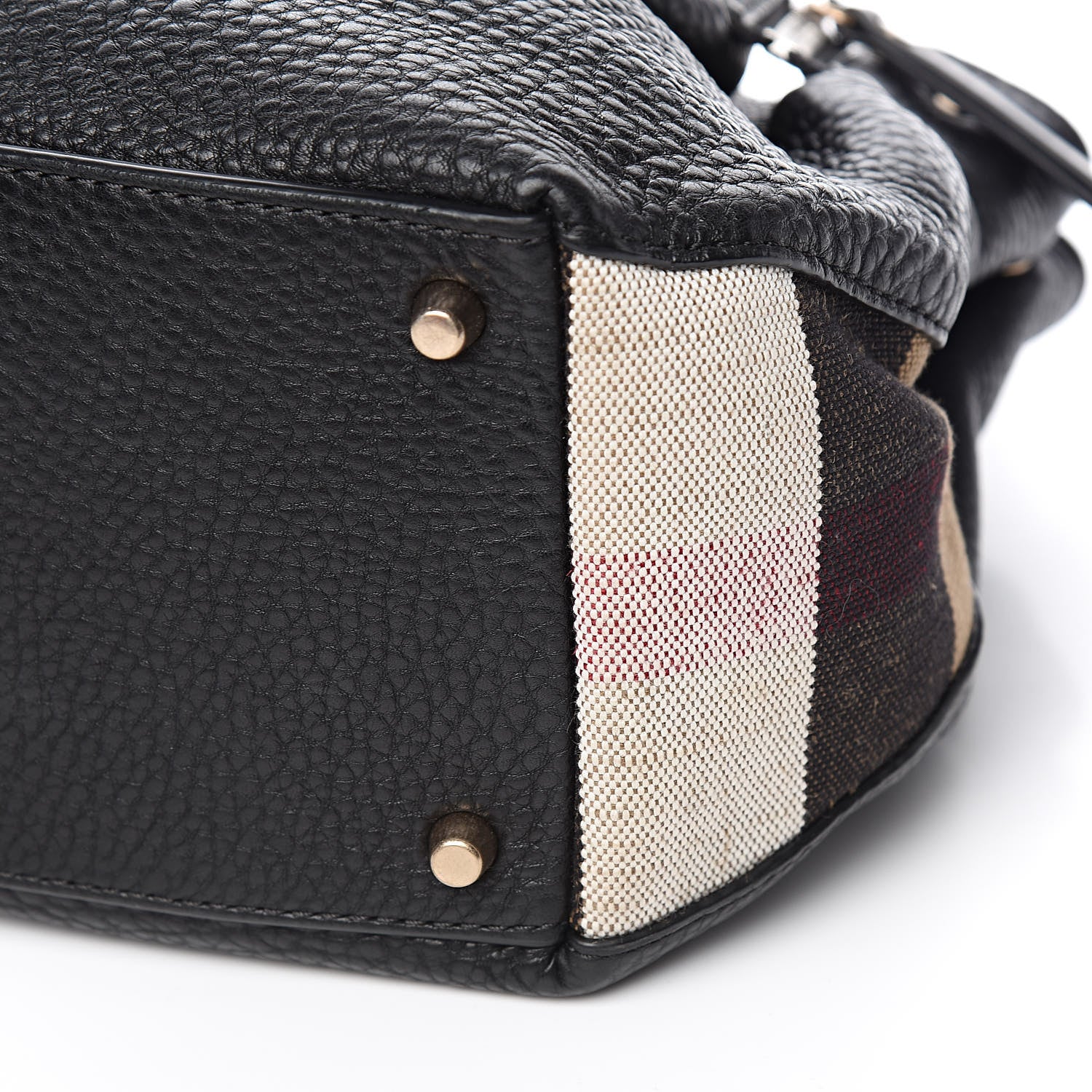 Burberry Grainy Calfskin House Check Small Maidstone Black 9 of 9