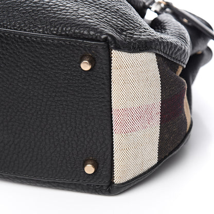 Burberry Grainy Calfskin House Check Small Maidstone Black 9 of 9