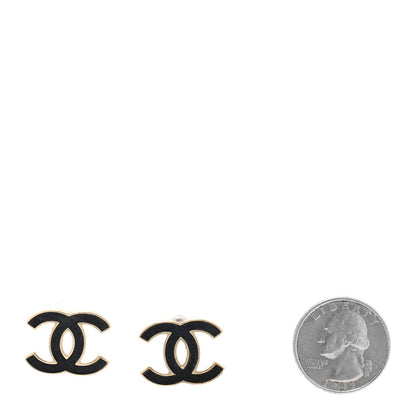 Chanel Enamel CC Earrings Black Gold 2 of 5