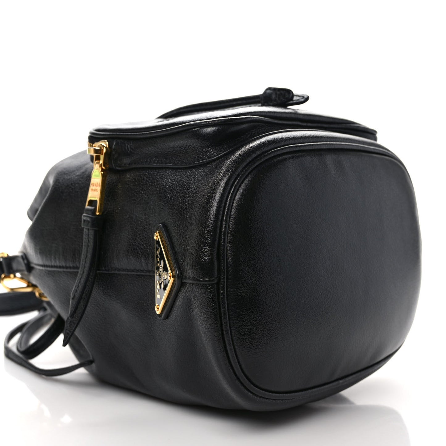 Glace Calfskin Embossed Secchiello Bucket Bag Black