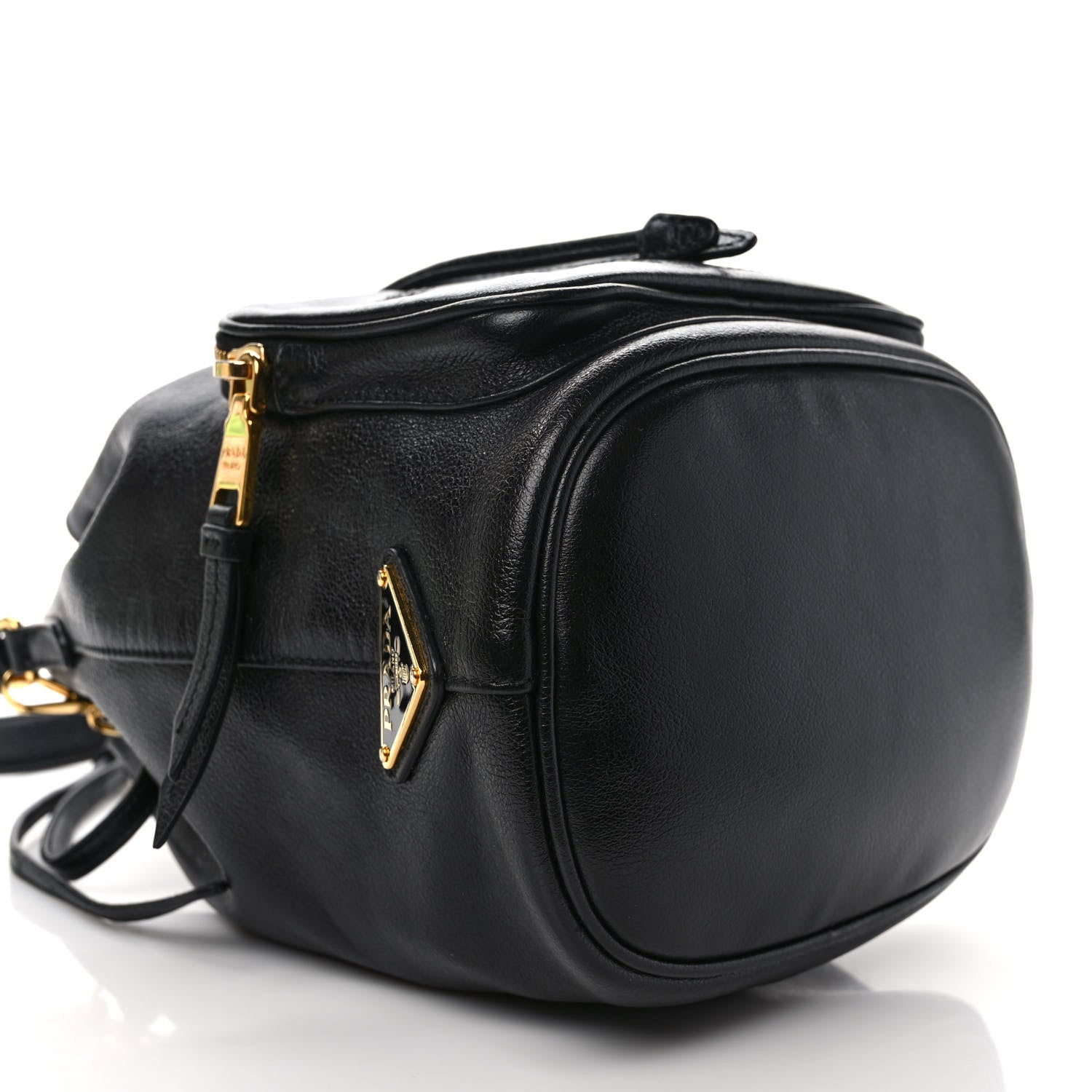 Prada Glace Calfskin Embossed Secchiello Bucket Bag Black 7 of 11