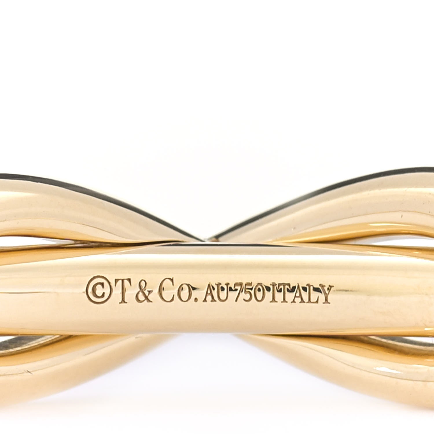 Tiffany 18K Yellow Gold Diamond Infinity Cuff Bracelet 4 of 5