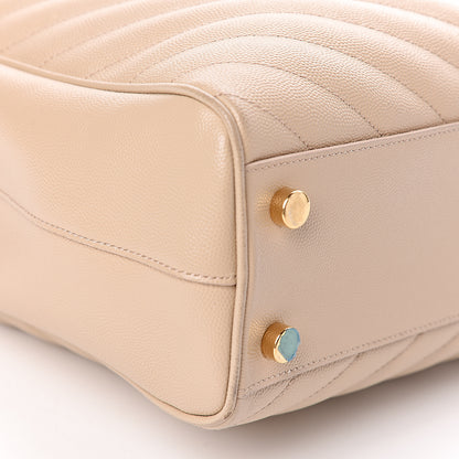 Saint Laurent Grain De Poudre Matelasse Chevron Monogram Shopping Bag Nude Powder 11 of 17