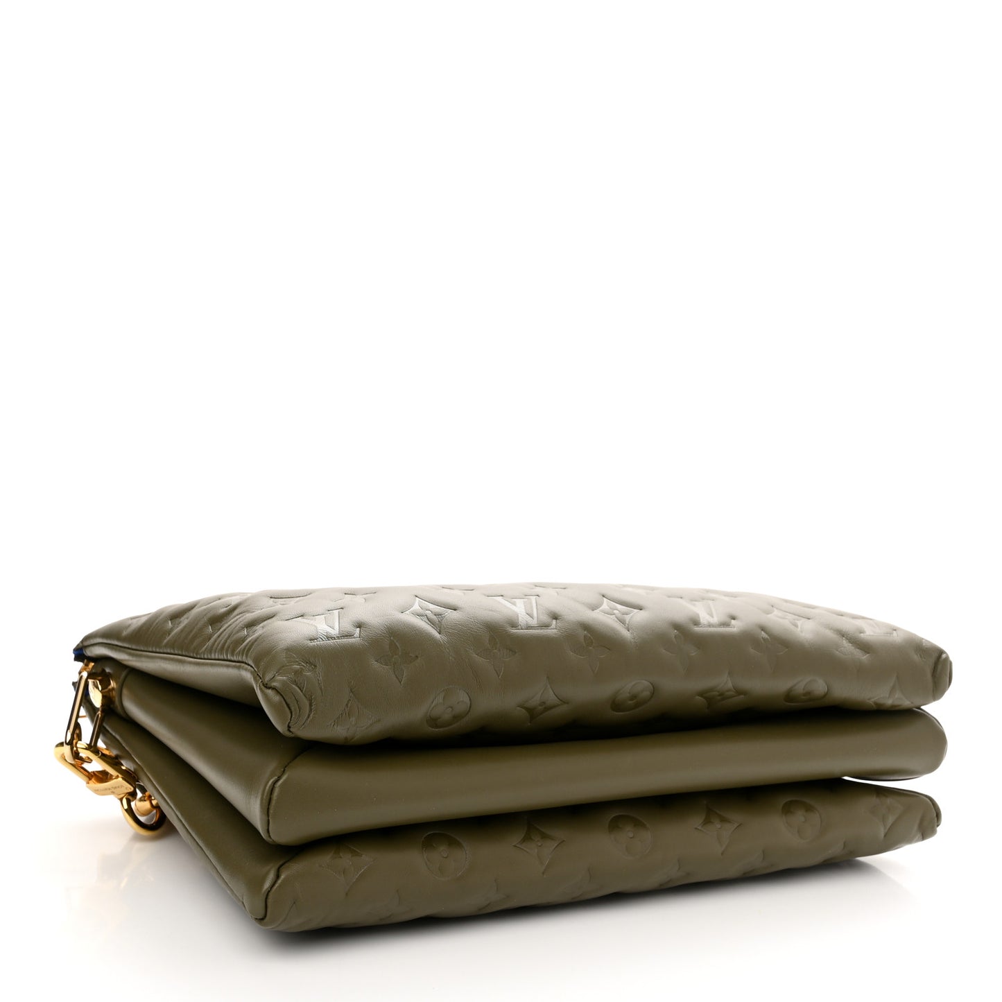 Lambskin Embossed Monogram Coussin MM Khaki