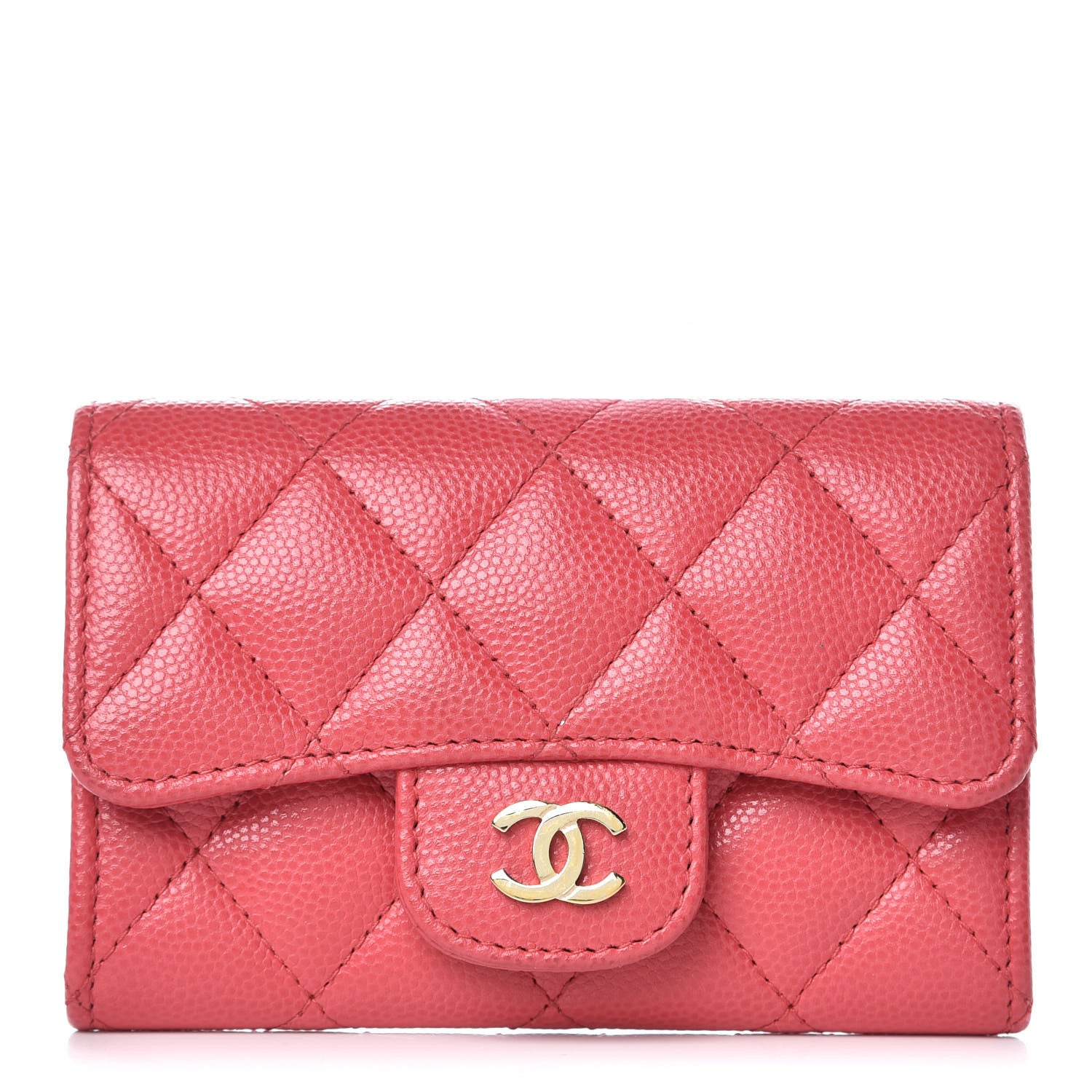 Chanel Caviar Quilted Card Holder Dark Pink 1 of 11