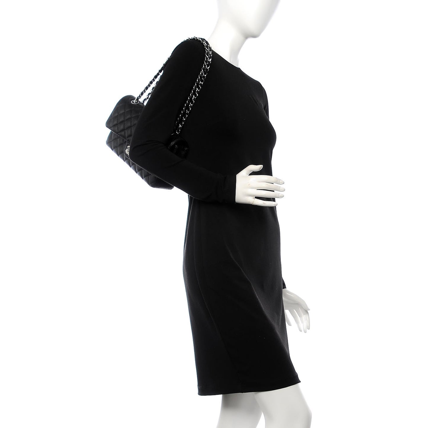 Caviar Quilted Medium Double Flap Black