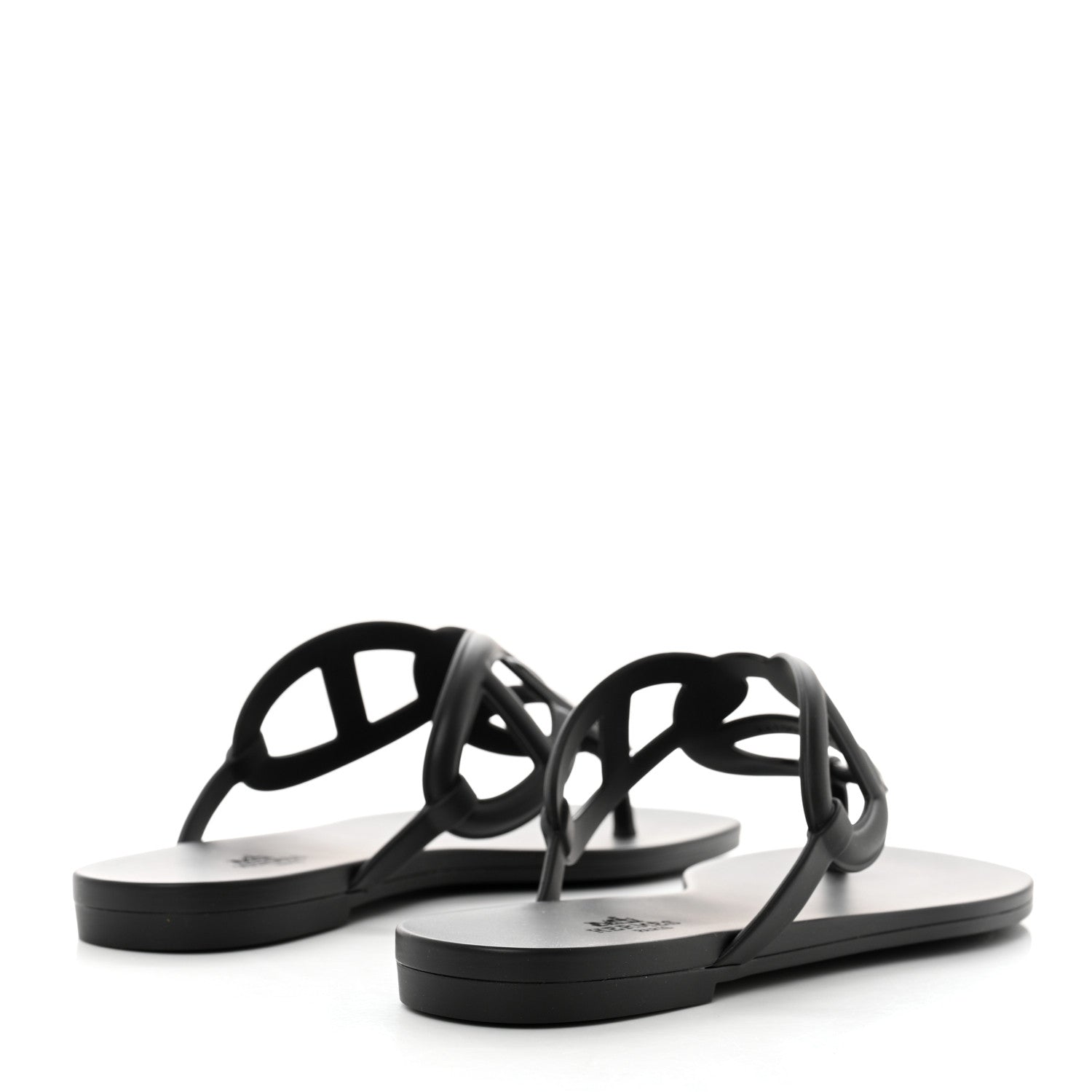 Hermes Rubber Womens Egerie Sandals 38 Black 4 of 9