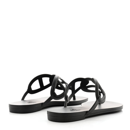 Hermes Rubber Womens Egerie Sandals 38 Black 4 of 9