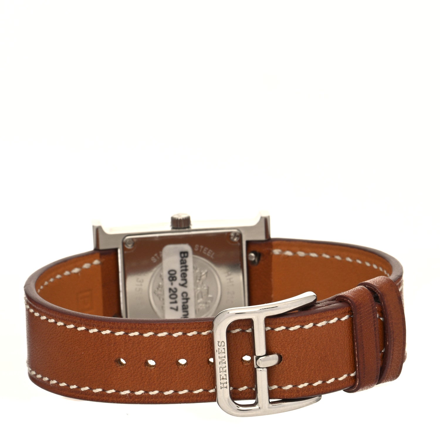 Hermes Stainless Steel Barenia 21mm Heure H Hour Quartz Watch Fauve 3 of 5