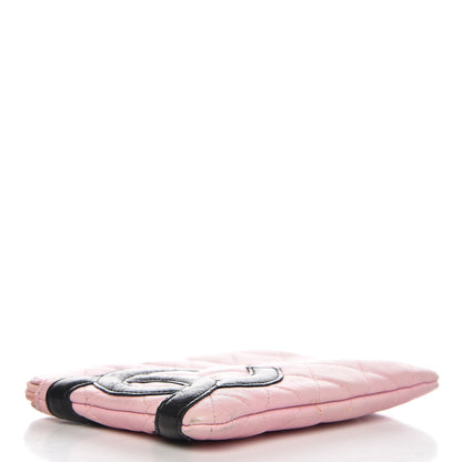 Chanel Calfskin Quilted Cambon Cosmetic Pouch Pink Black 4 of 12