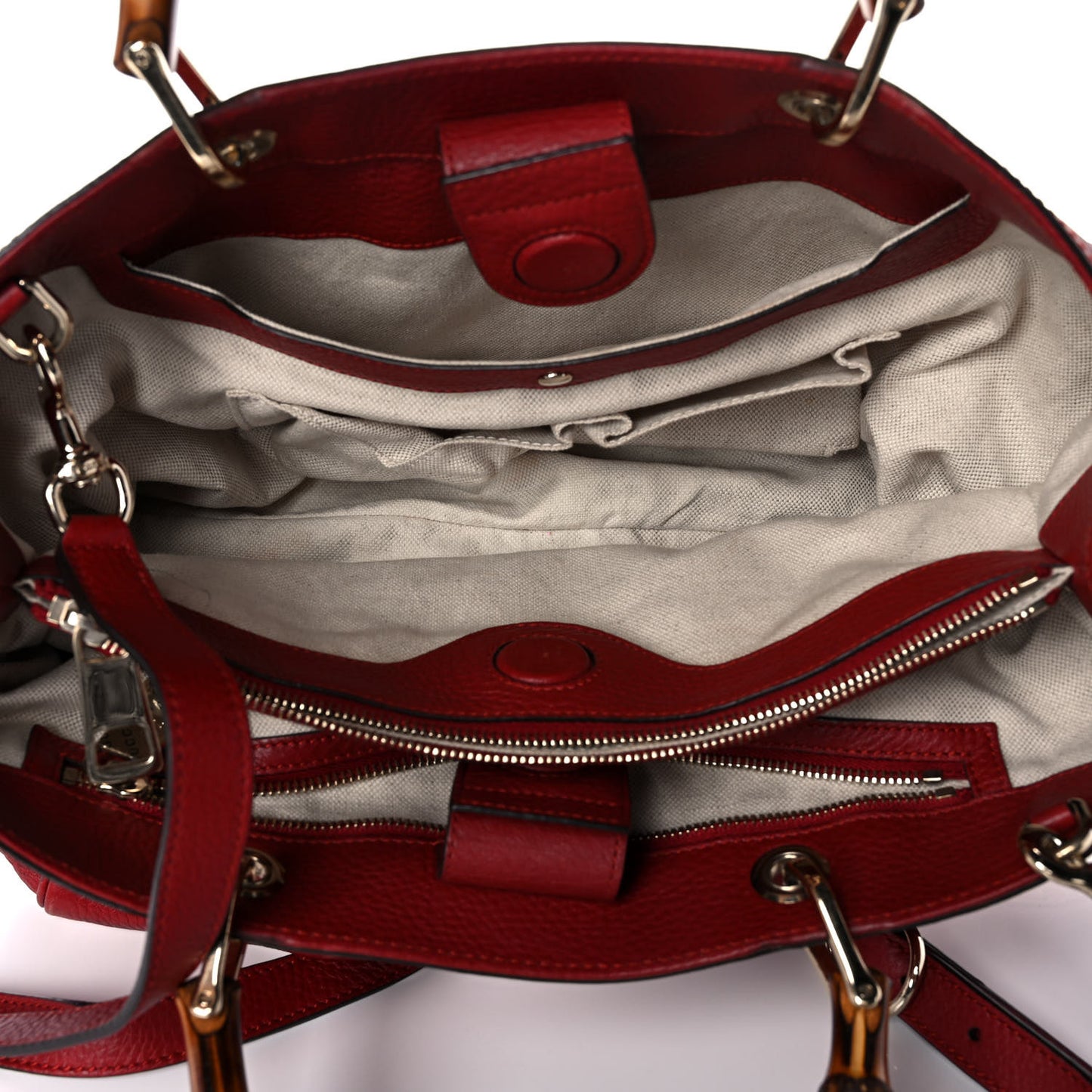 Pebbled Calfskin Medium Bamboo Shopper Tote Red