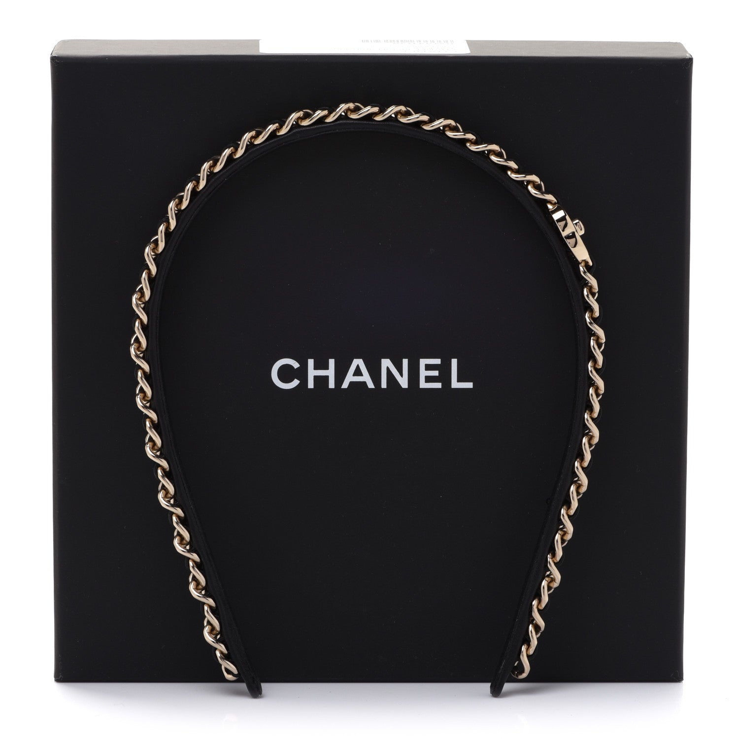Chanel Metal Lambskin CC Turnlock Chain Headband Gold Black 6 of 6