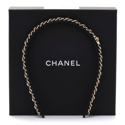 Chanel Metal Lambskin CC Turnlock Chain Headband Gold Black 6 of 6