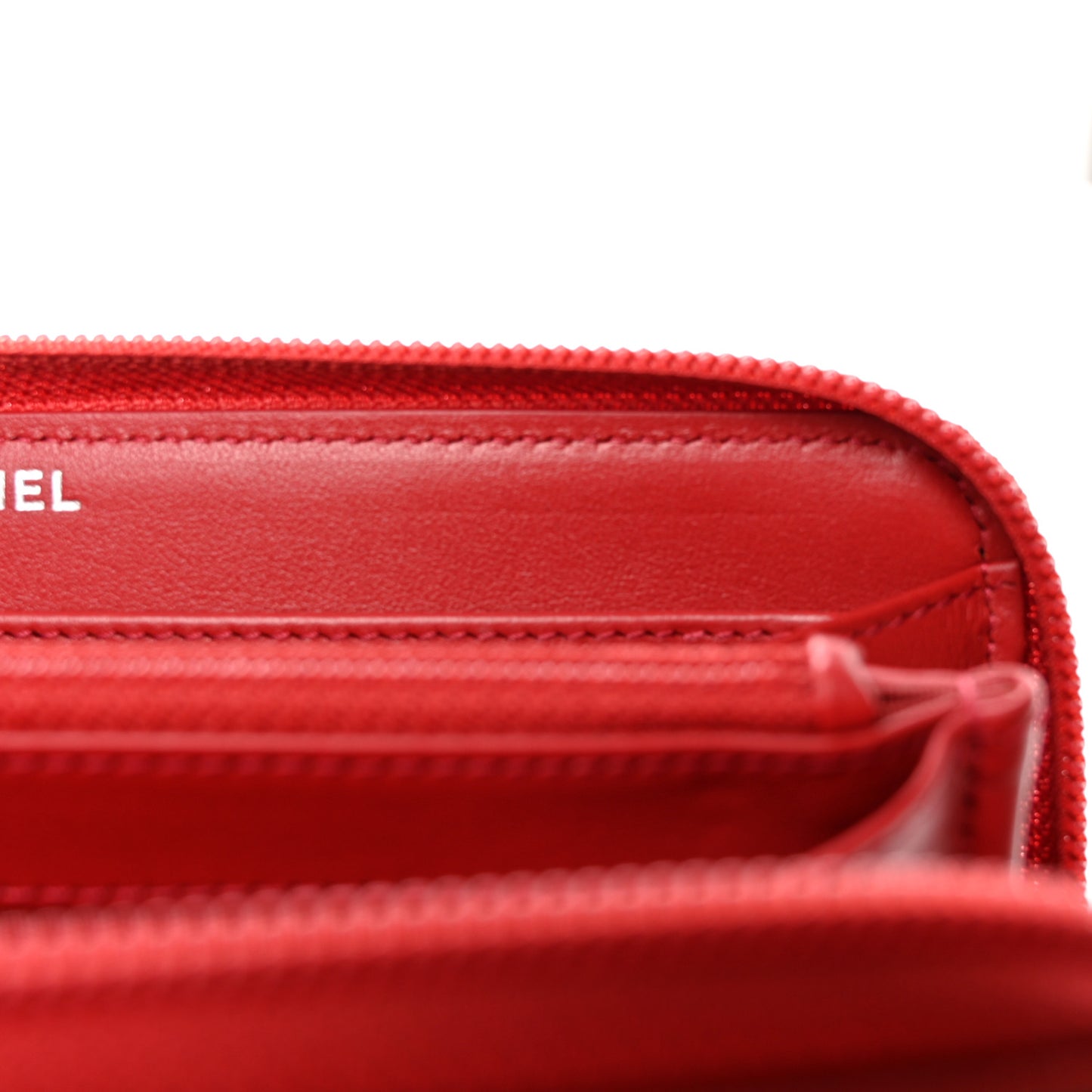 Caviar Quilted Long Boy Zip Around Wallet Red