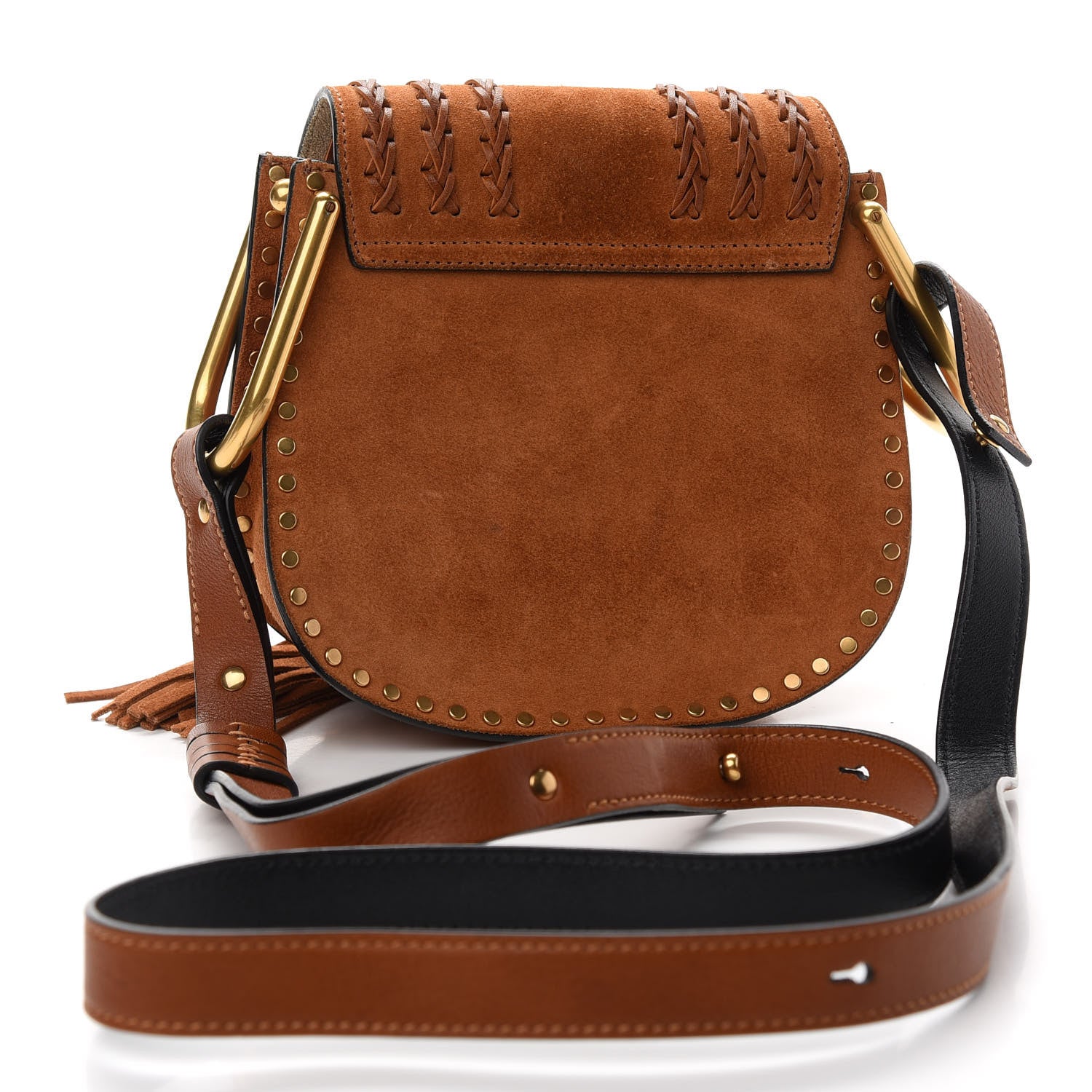 Chloe Suede Calfskin Braided Mini Hudson Shoulder Bag Caramel 3 of 9