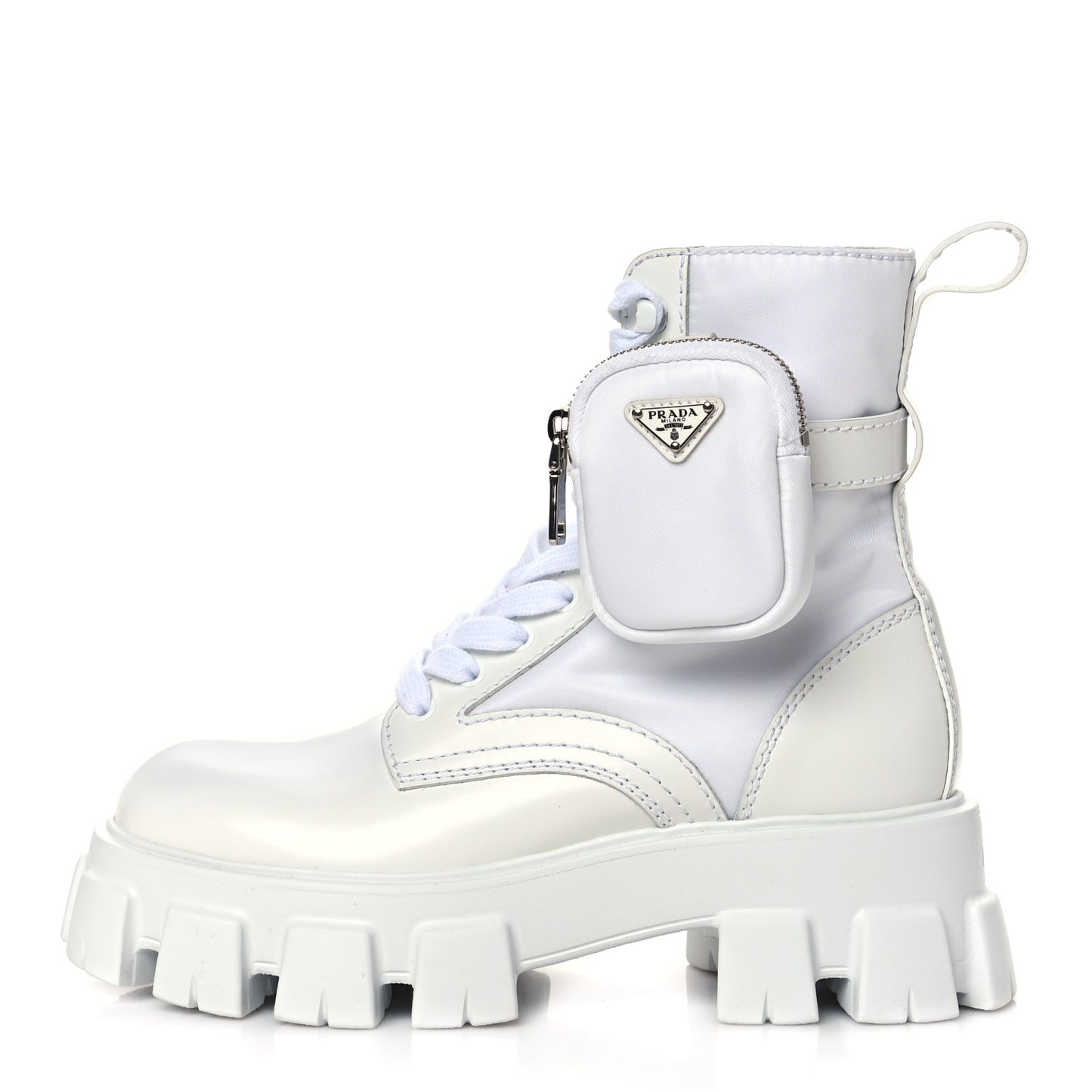 Spazzolato Rois Re-Nylon Metal Triangle Logo Mens Monolith Pouch Pocket 60mm Combat Boots 6 White