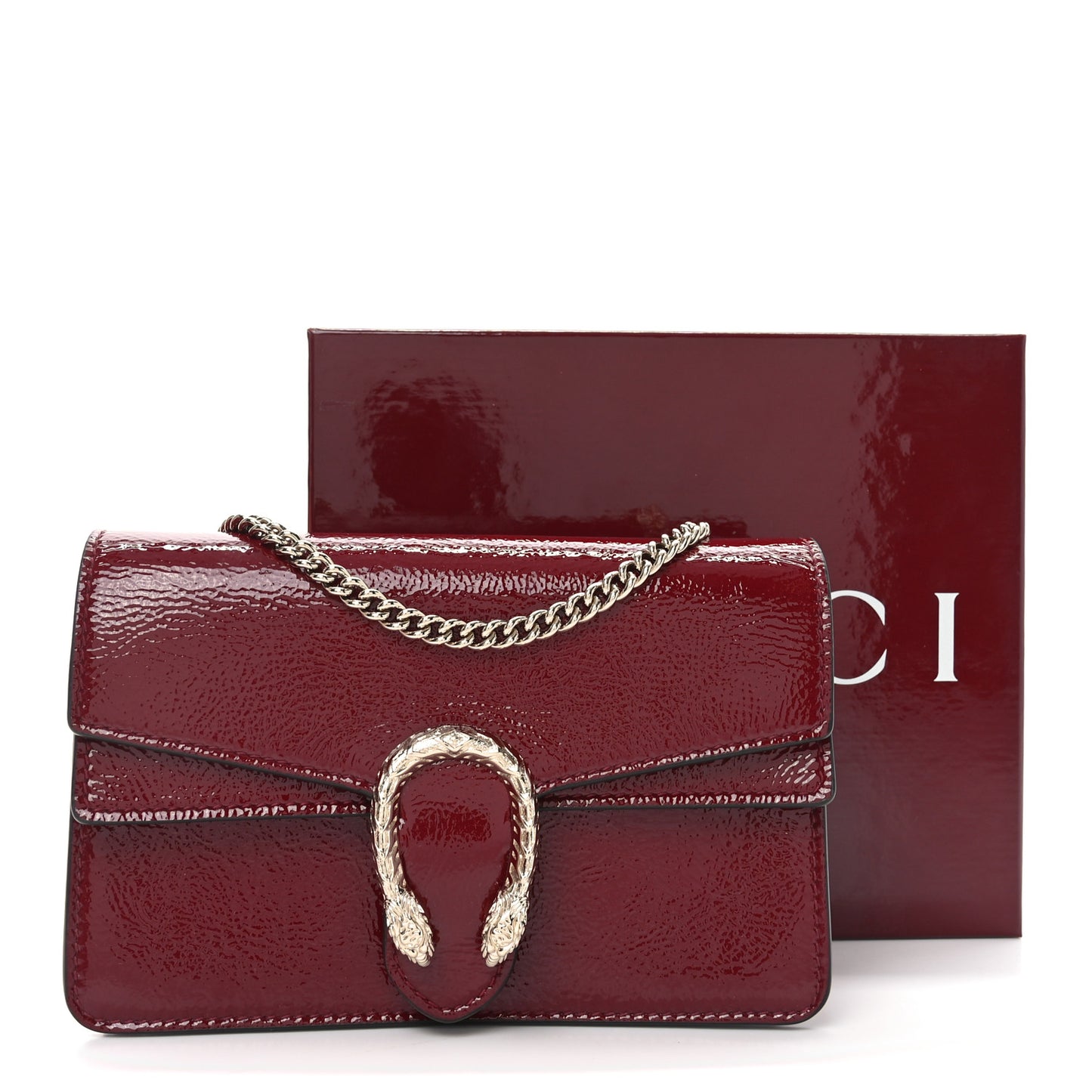 Crinkled Patent Mini Dionysus Shoulder Bag Rosso Ancora Red