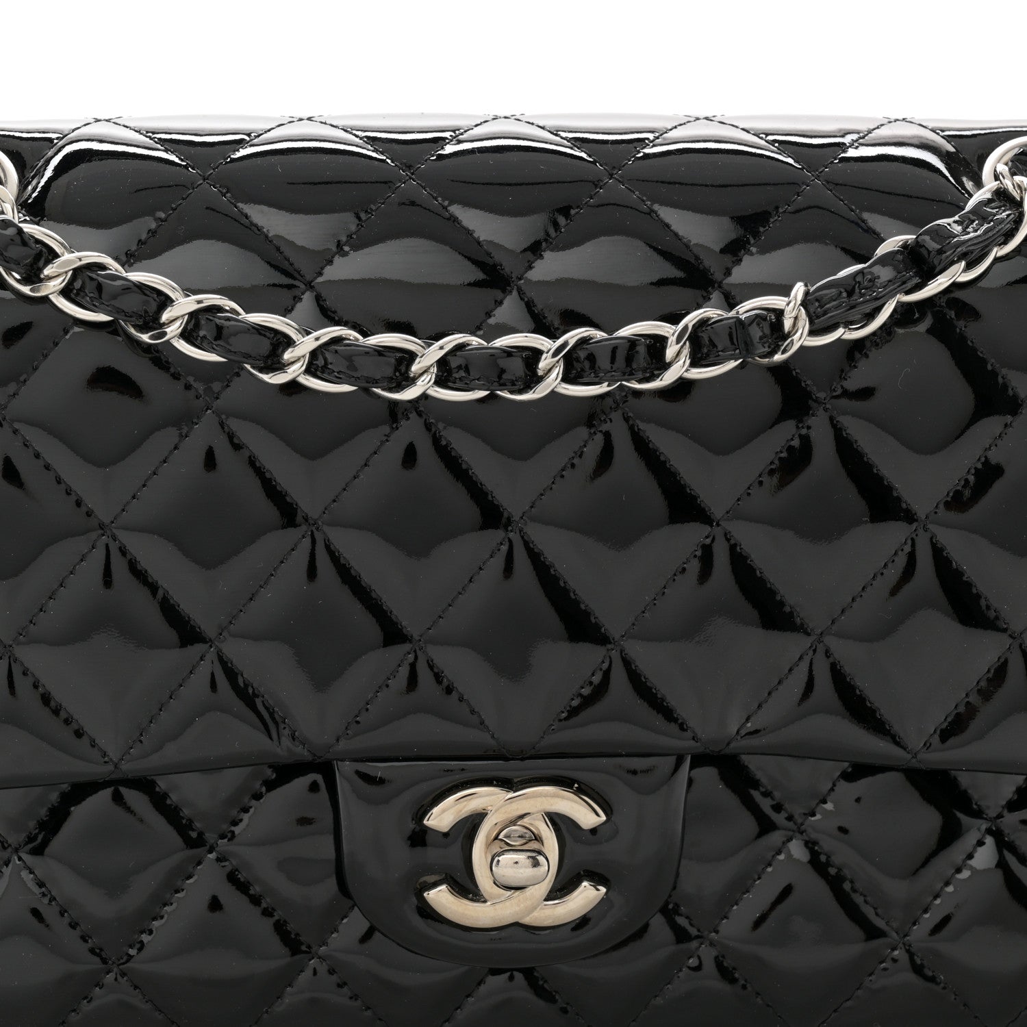 Chanel Patent Quilted Medium Double Flap Black 7 of 9