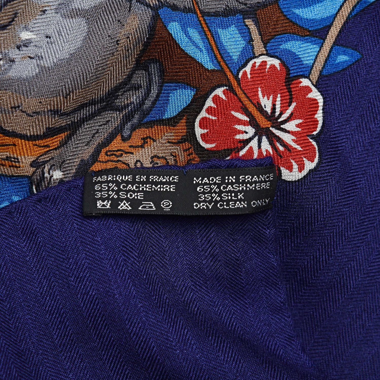 Hermes Cashmere Silk Jungle Love Shawl 140 Indigo Prune Bleu 3 of 7