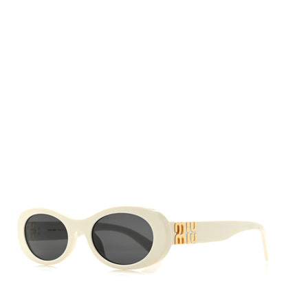 Miu Miu Acetate Oval Sunglasses SMU 06Z White 1 of 8