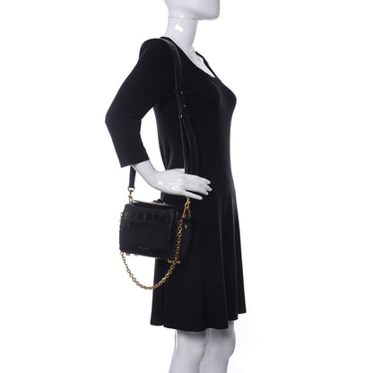 Alexander McQueen Calfskin Crocodile Embossed Box Shoulder Bag 19 Black 2 of 10