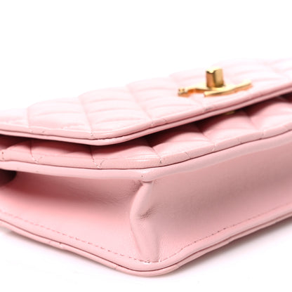 Chanel Shiny Lambskin Quilted CC Slide Wallet On Chain WOC  Light Pink 9 of 10