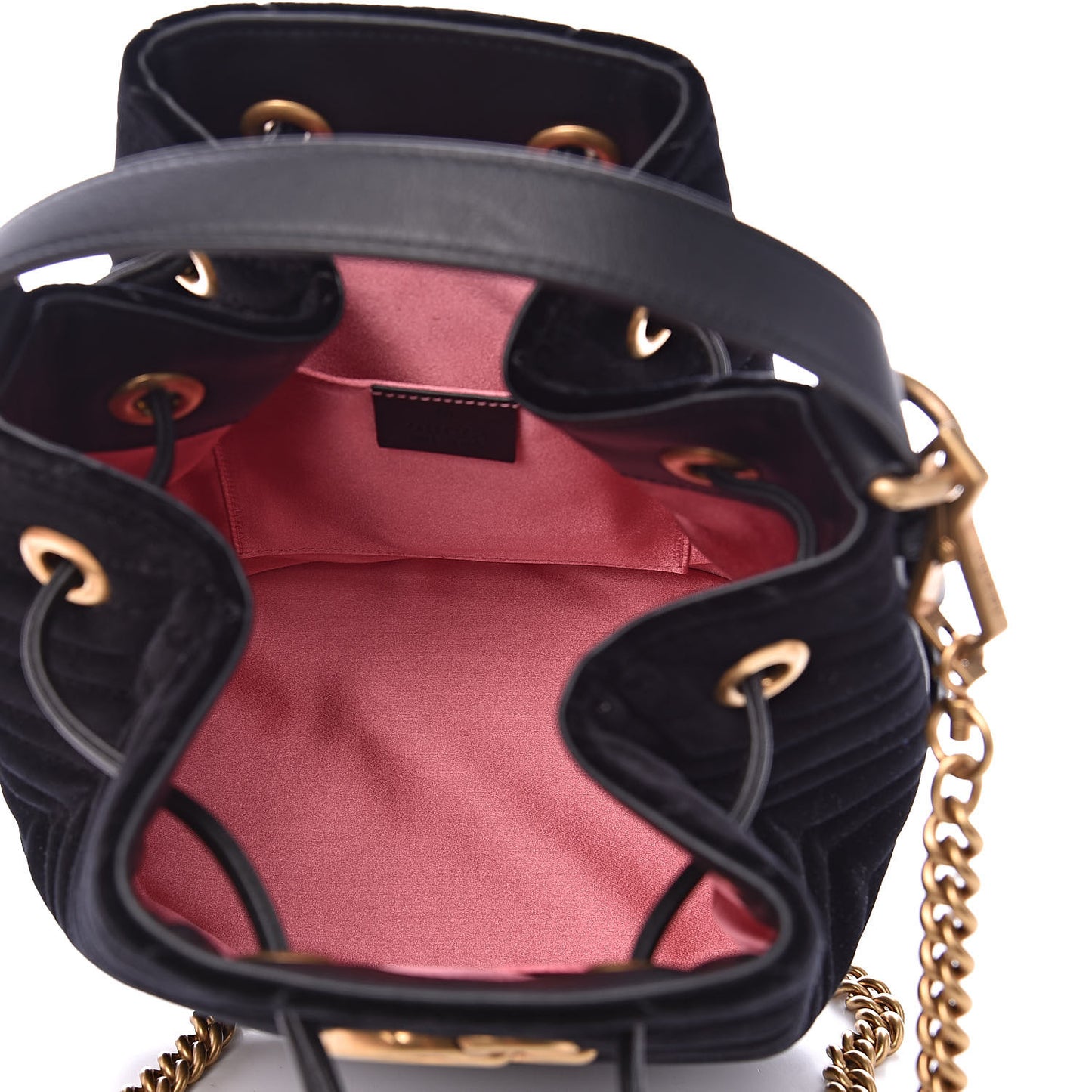 Velvet Matelasse GG Marmont Bucket Bag Black