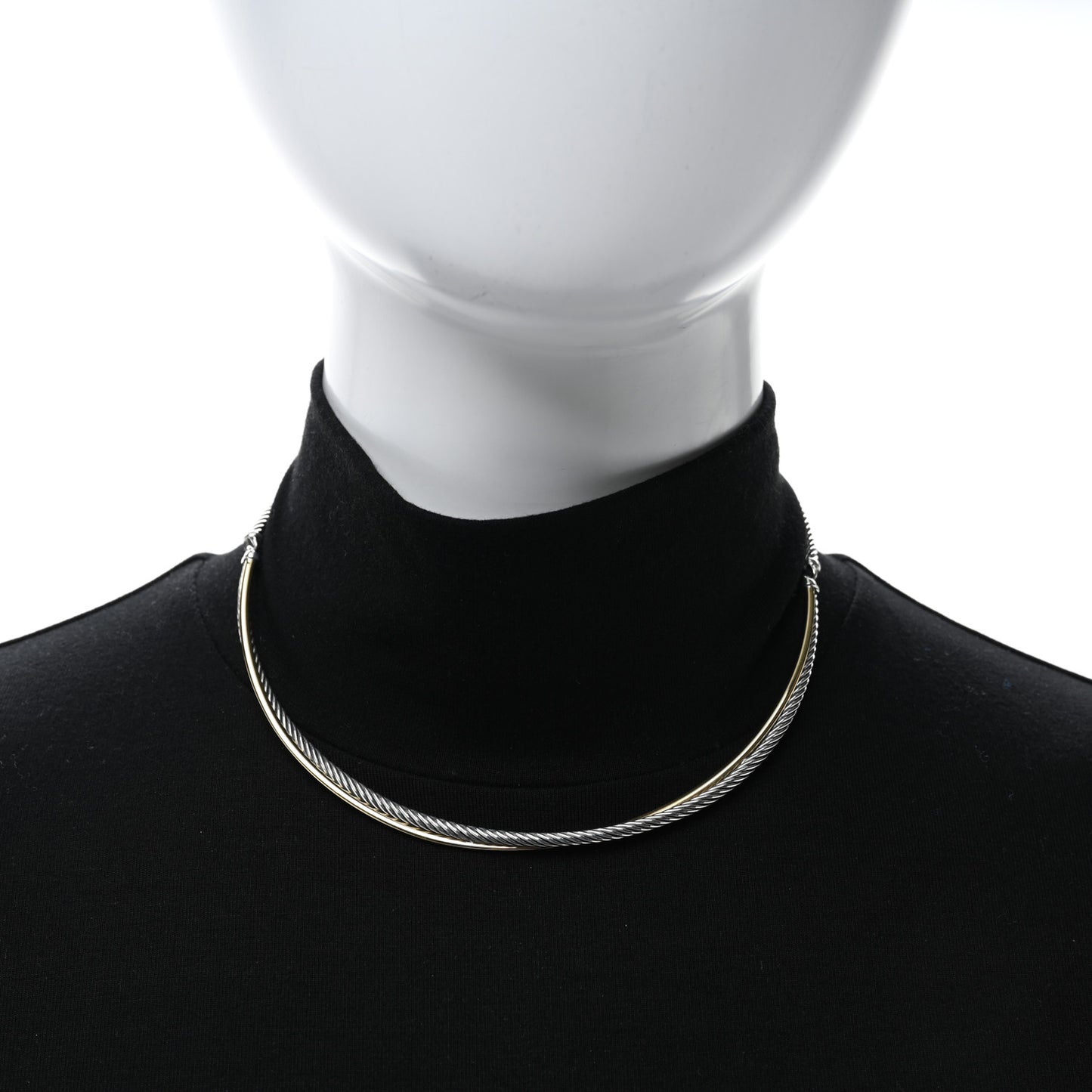 Sterling Silver 18K Yellow Gold Crossover Cable Choker Necklace