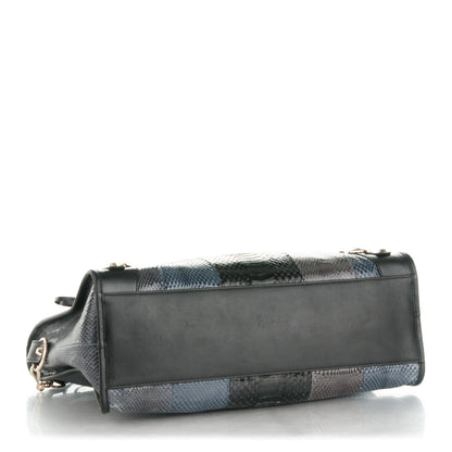 Balenciaga Snakeskin Calfskin Classic Silver Hardware City Bleu Black 5 of 9